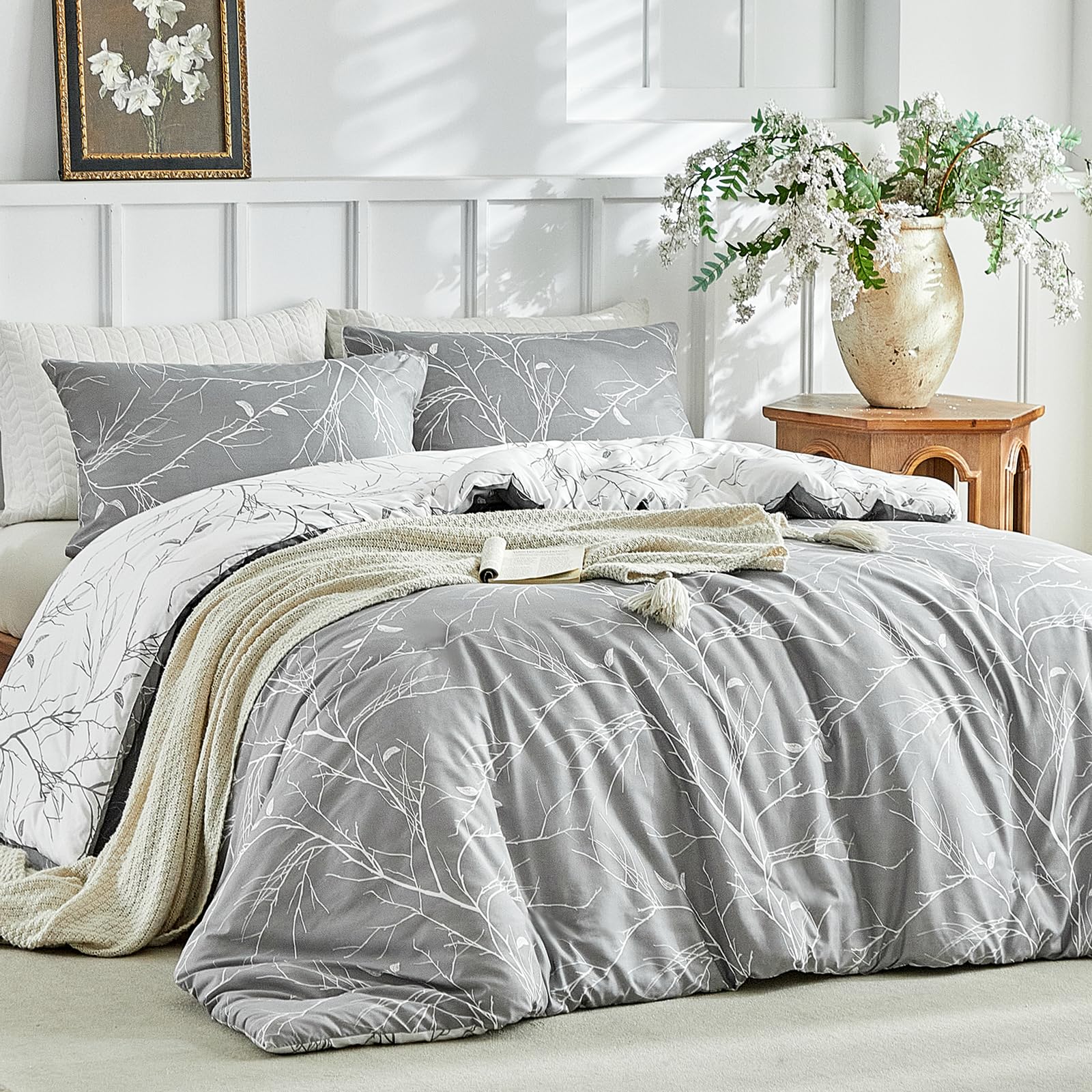Tokokimo Copripiumino per letto 80/90 e 135 x 200 cm, rami e foglie