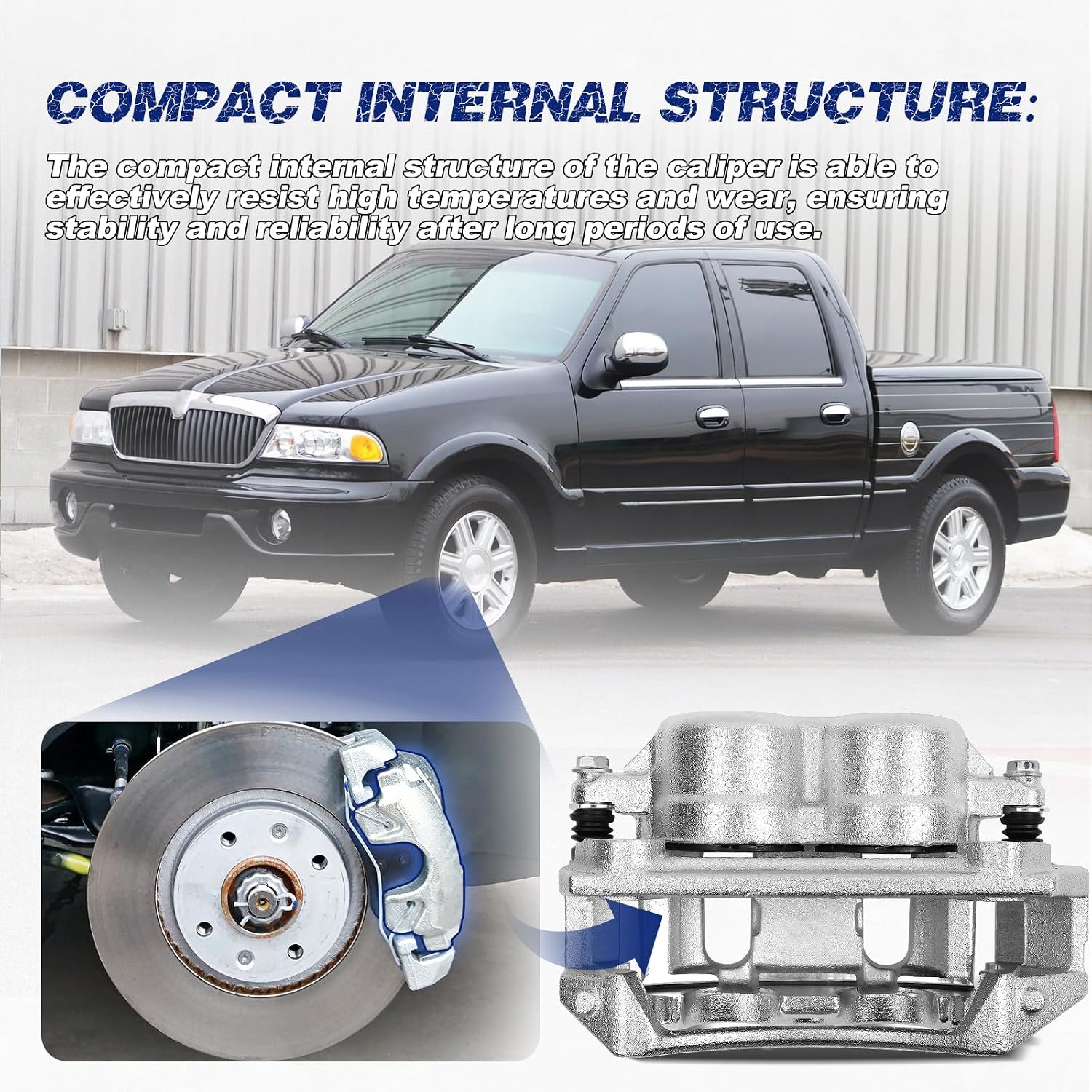 Front Left Brake Caliper Compatible with Ford F-150 1999-2003; F-150 Heritage 2004 / Lincoln Blackwood 2002-2005# F65Z-2B292-BA, F65Z2B292BA, XL3Z-2B121-CA, XL3Z2B121CA, 18-B4751