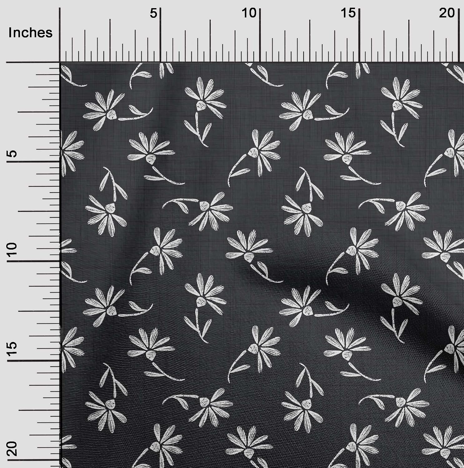 oneOone Cotton Flex Black Fabric Asian Block Craft Projects Decor Fabric Printed by The Yard 40 Inch Wide-5429
