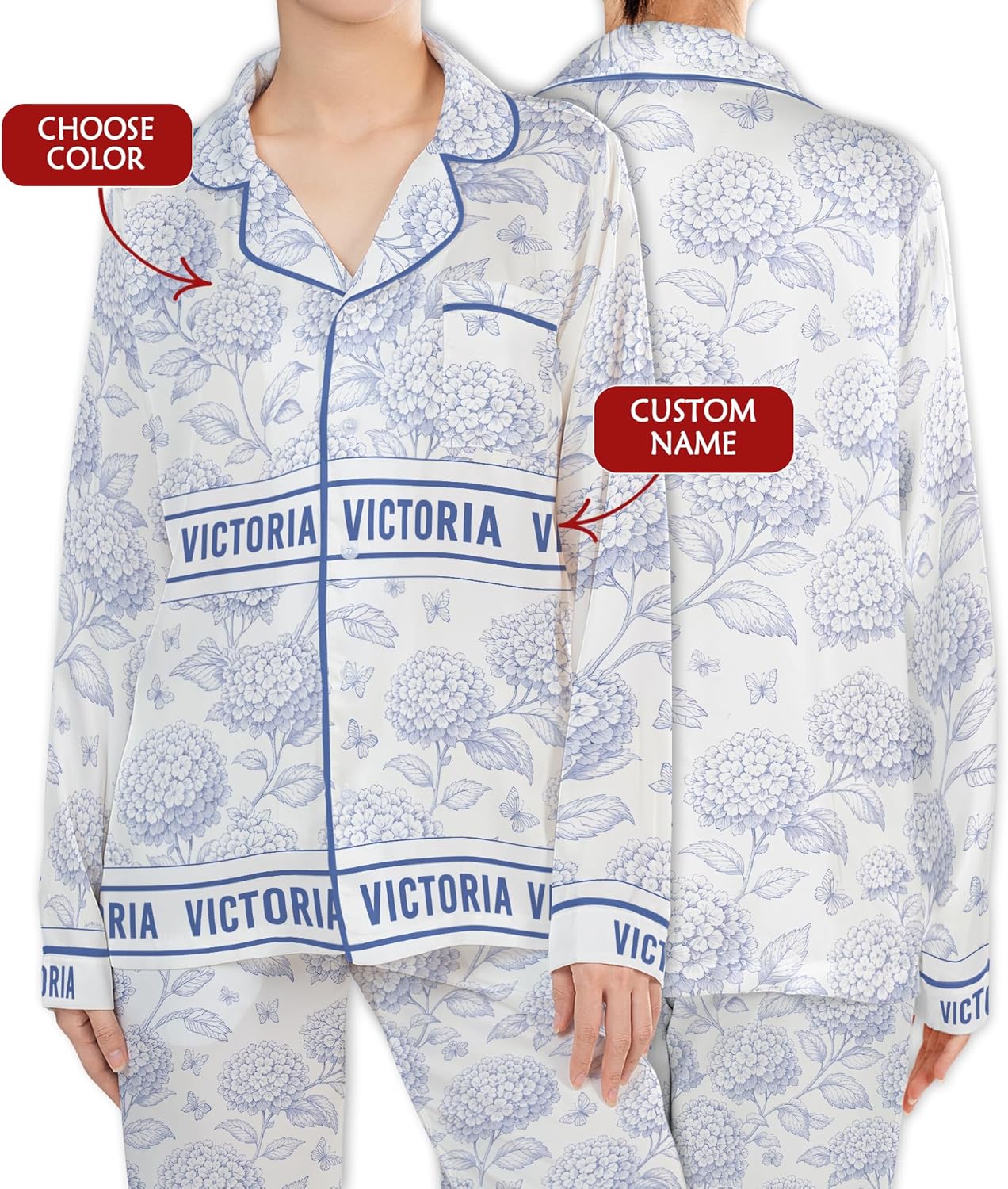 Custom Satin Pajama Set For Women, Personalized Bridesmaid Pajamas, Bridesmaid Gifts For Wedding Day - Image 4