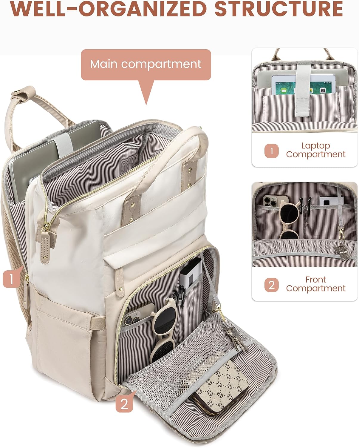 LOVEVOOK Laptop Backpack for Women, 15.6'' Waterproof Nurse Bag Teacher Work Backpack Purse for Women, Travel Computer Backpack for College Office Business Ladies
