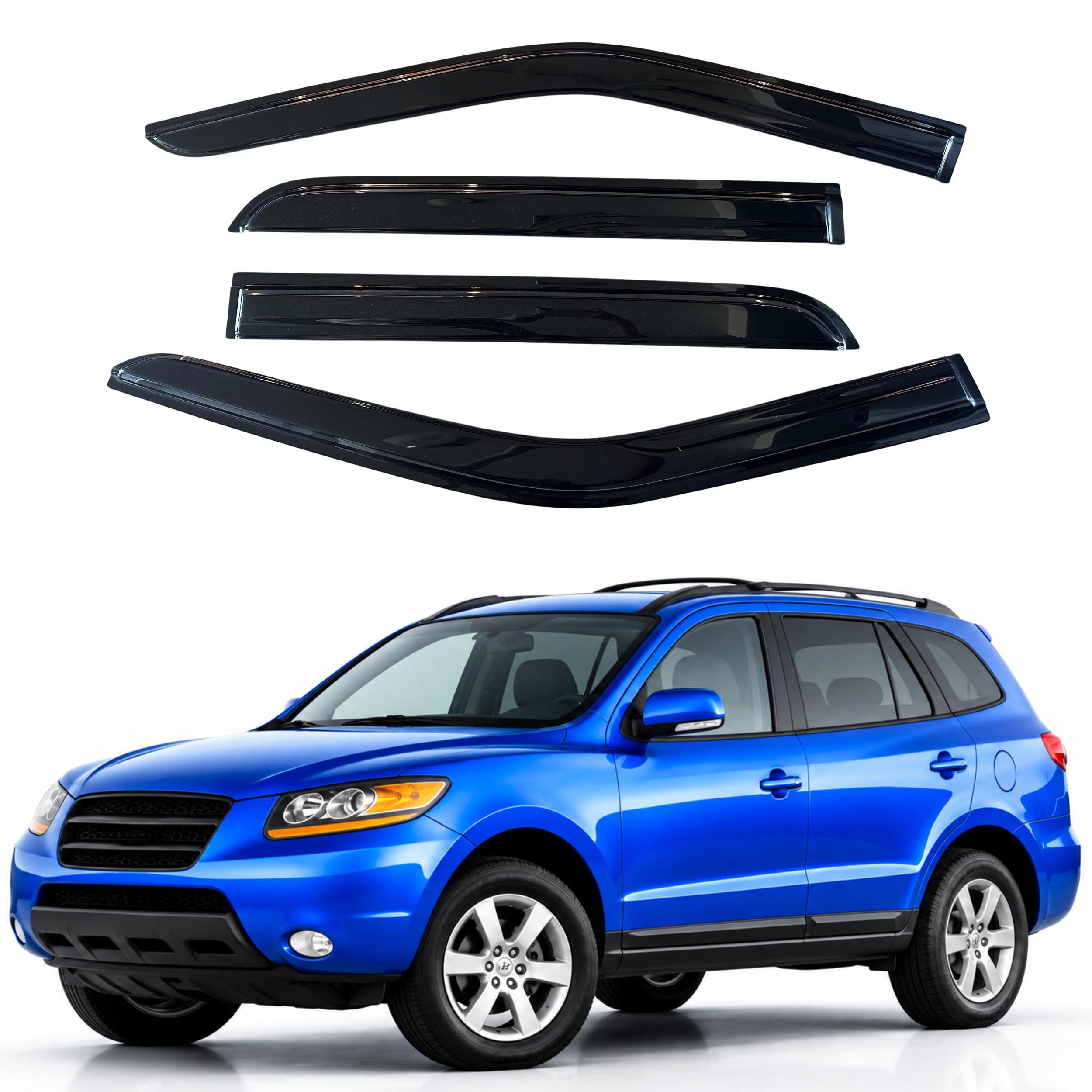 IG Window Visors Fit for 2007-2012 Hyundai Santa Fe, Out-Channel Rain Guards Vent Wind Deflectors 4PC, Car Accessories for 07-12 Santa Fe