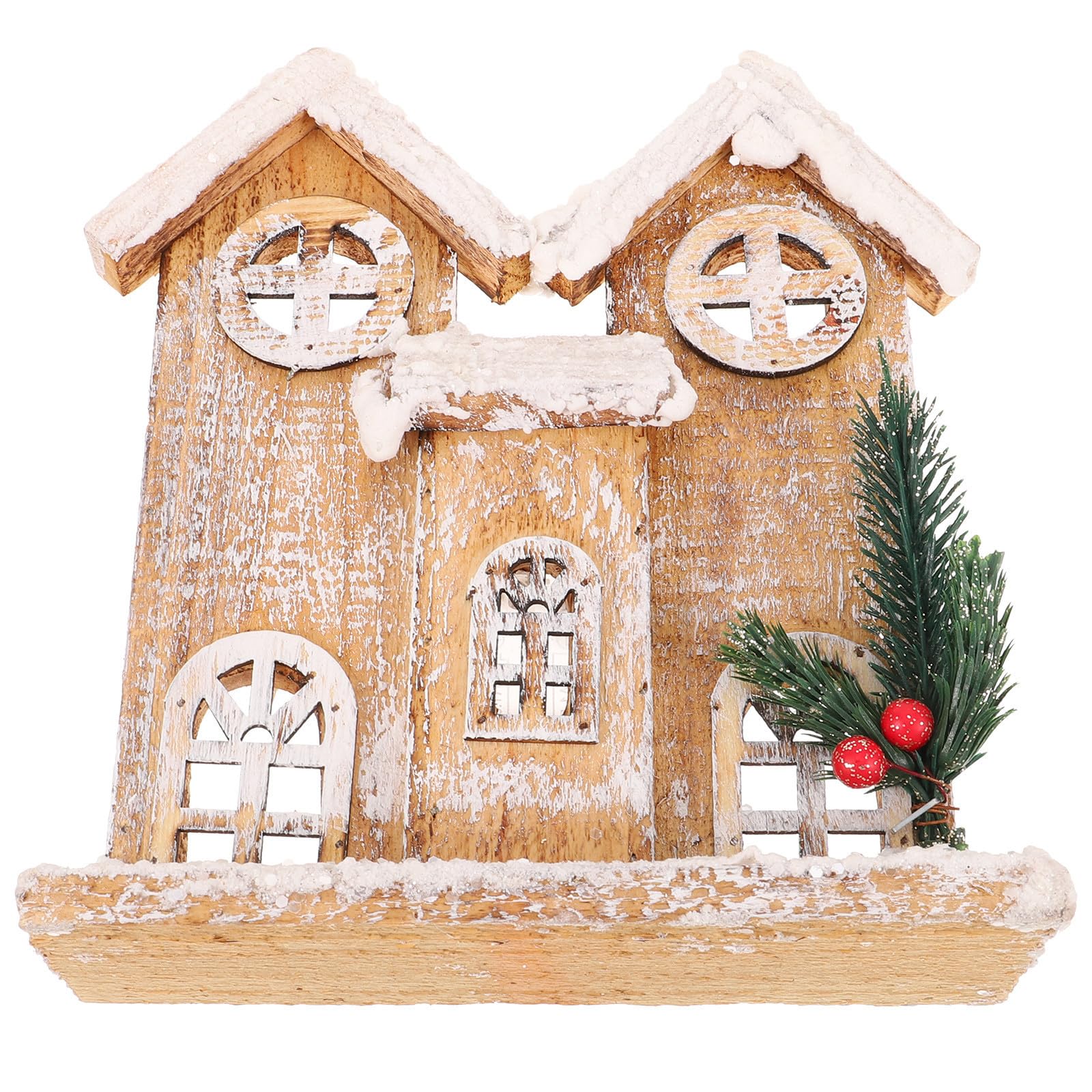 Maison en bois lumineuse de Noël pour une décoration de table festive en famille