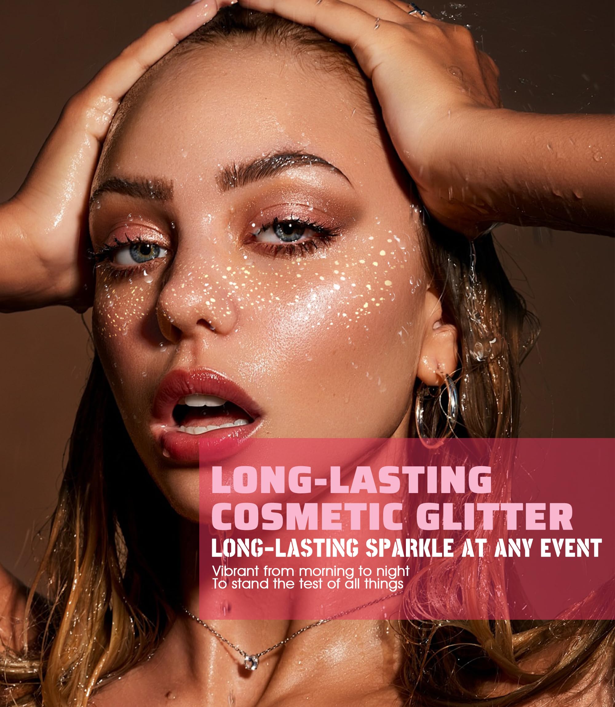 Glitter Freckles Face Tattoo - 18 adesivi scintillanti per feste, tatuaggi temporanei, glitter dorati, impermeabili (argento, oro, rosa)