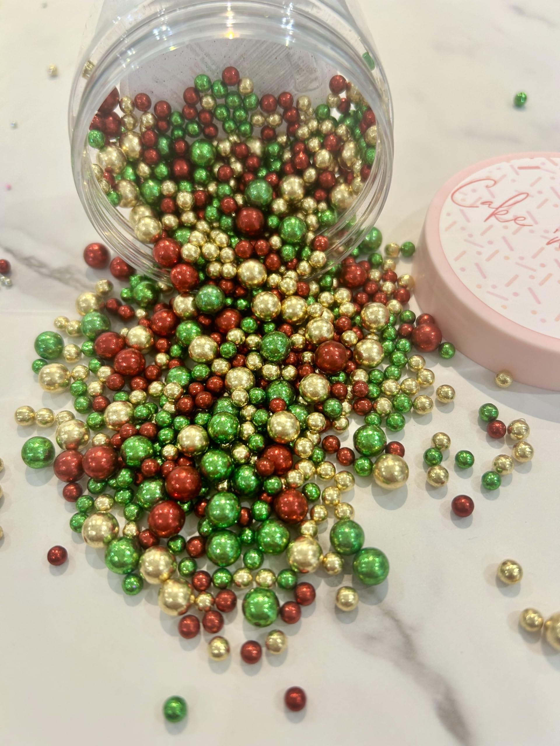 Cake N BakeChristmas Themed Edible Sprinkles 90g pots (Christmas Themed Metallic)