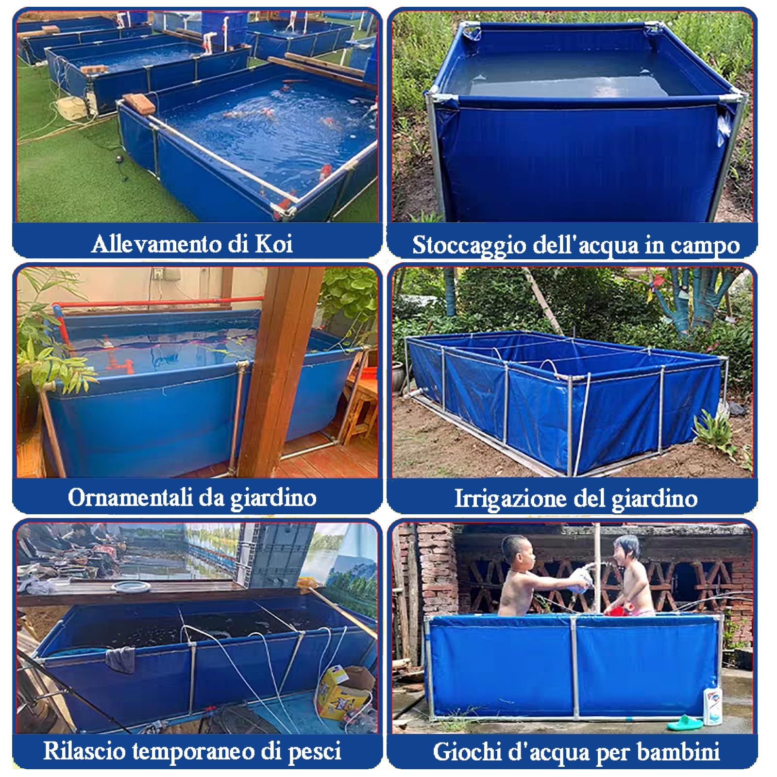 Piscina Acquario Fuori Terra, 1m Laghetto in Tela di PVC, Serbatoio di Contenimento Temporaneo per Pesci d'Acqua Salata, Stoccaggio Di Acqua, Allevamento