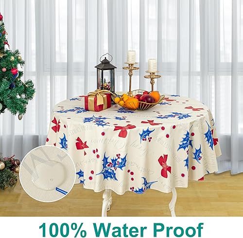 Miniatura 4 de Mantel de plástico a cuadros amarillo y blanco de 52 x 70 pulgadas, mantel de vinilo con reverso de franela, mantel de fiesta impermeable