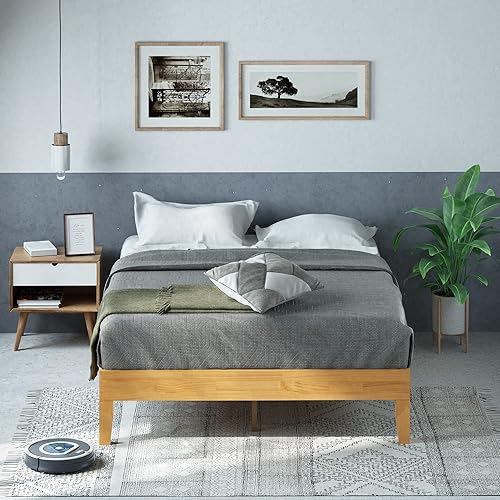 Miniatura 12 de Cama plataforma de madera sólida de lujo Zinus 12 pulgadas con cabecero de cama/no necesita resortes/soporte de madera con listón/acabado expreso