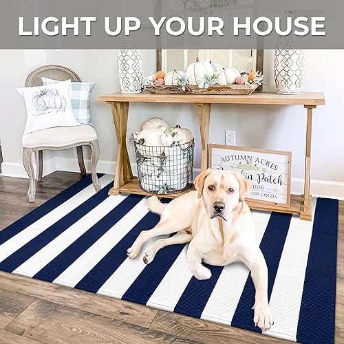 Miniatura 225 de IOHOUZE - Tapete a cuadros estilo búfalo de 5 x 8 pies para interiores y exteriores, lavable, para sala, tapete de bienvenida primavera-verano