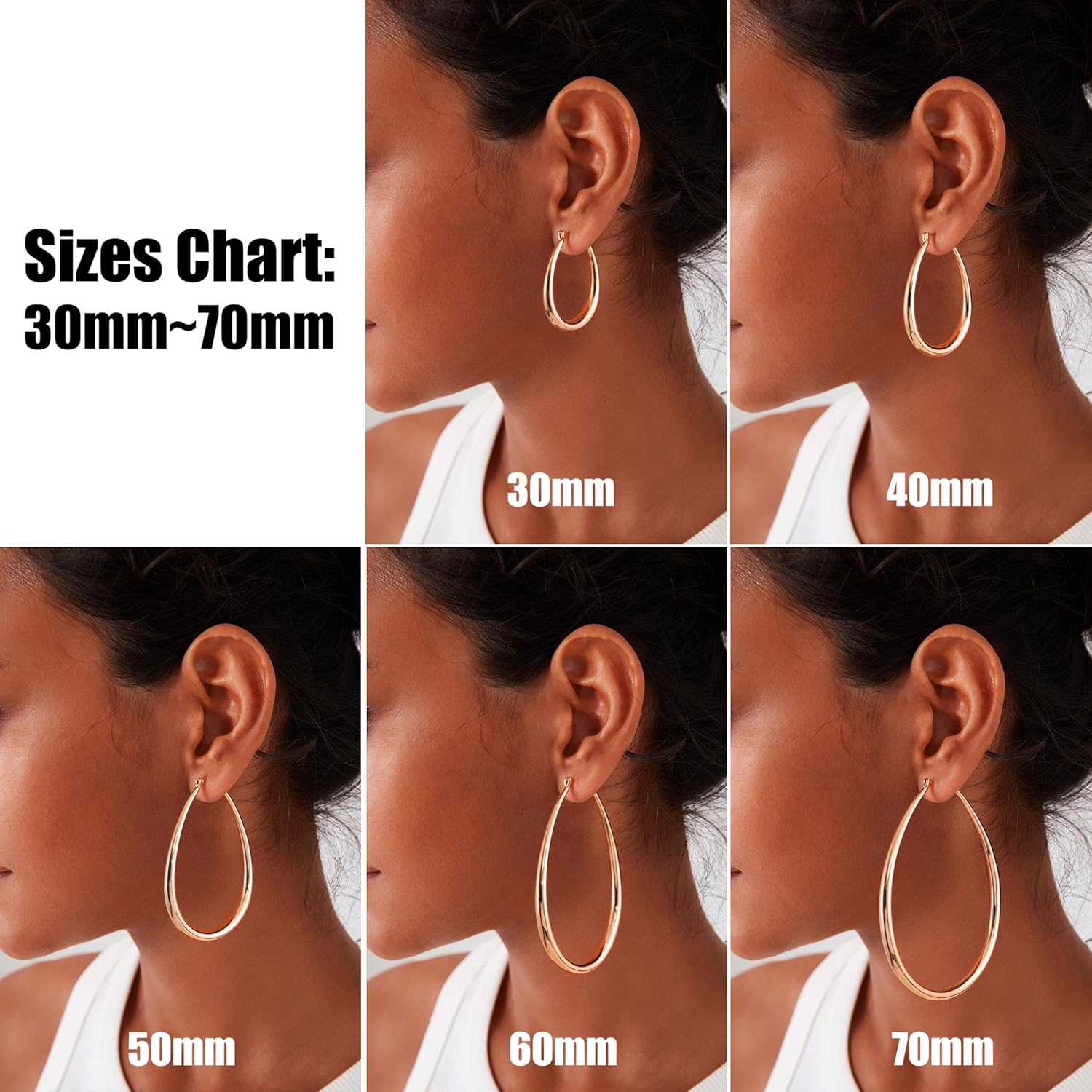 Gacimy Chunky Hoop Earrings for Women, 14K Gold Plated Oval Hoop Earrings with 925 Sterling Silver Post - Image 6