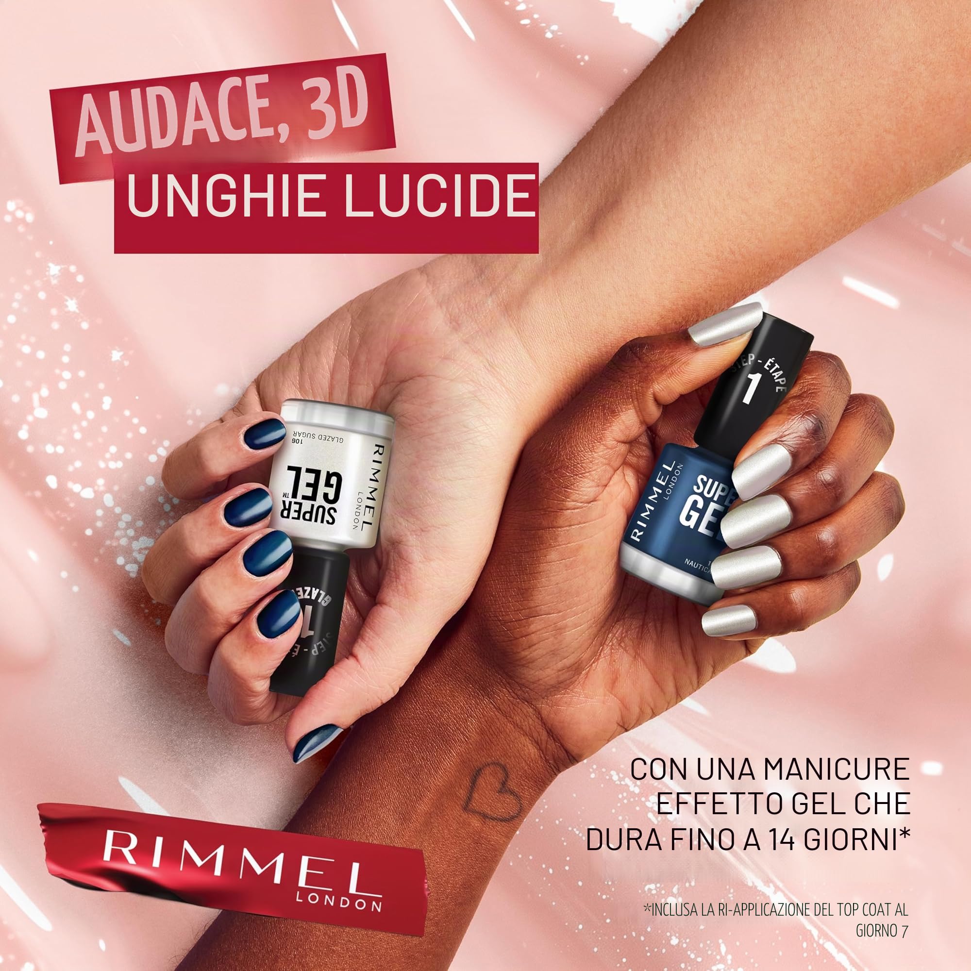 Rimmel London Smalto Unghie Super Gel, 12 ml, Top Coat, Effetto Gel a Lunga Durata, 001 Transparente