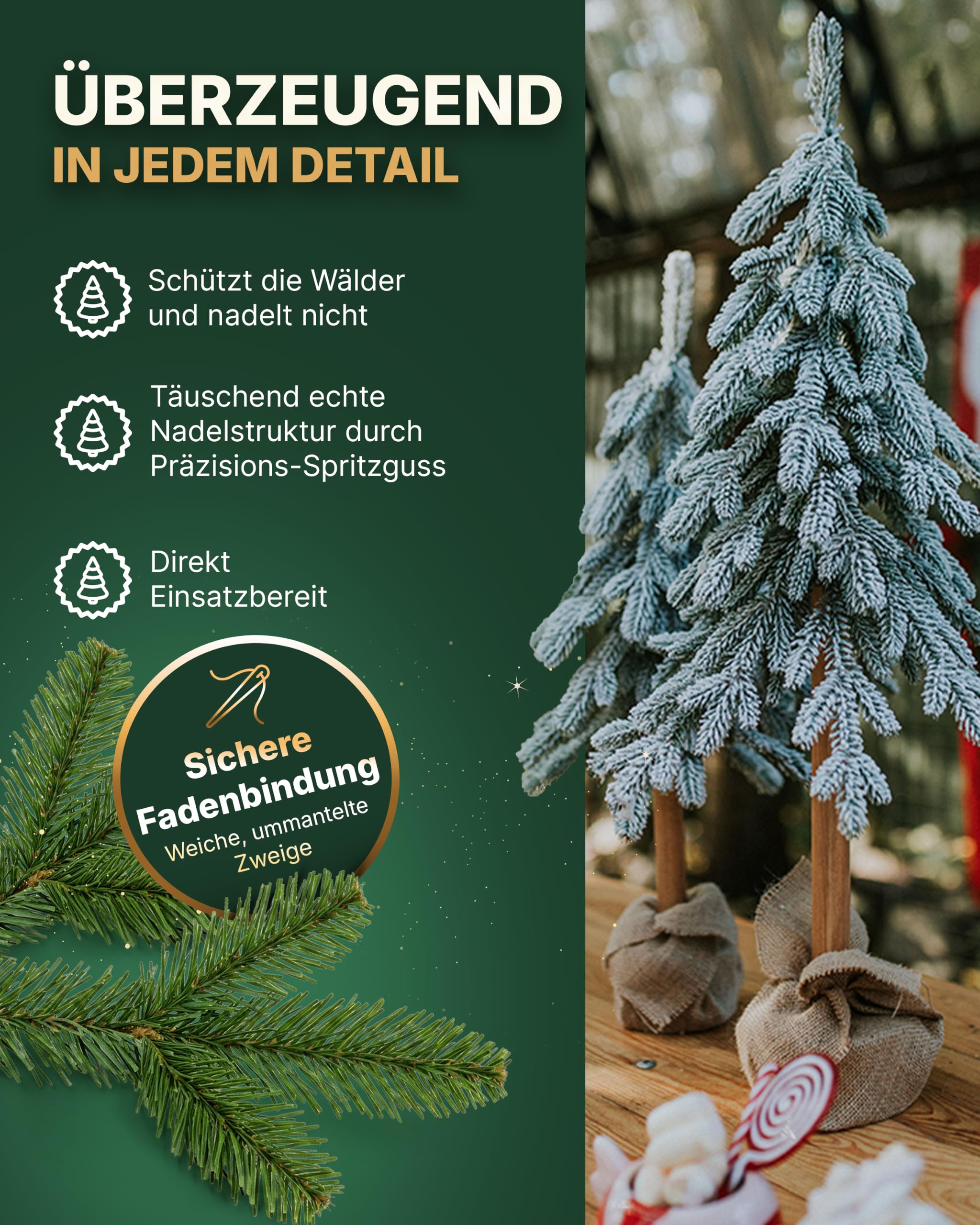 TreesHouse Weihnachtsbaum Uppsala Klein 65cm, FSC-Holzständer, grün