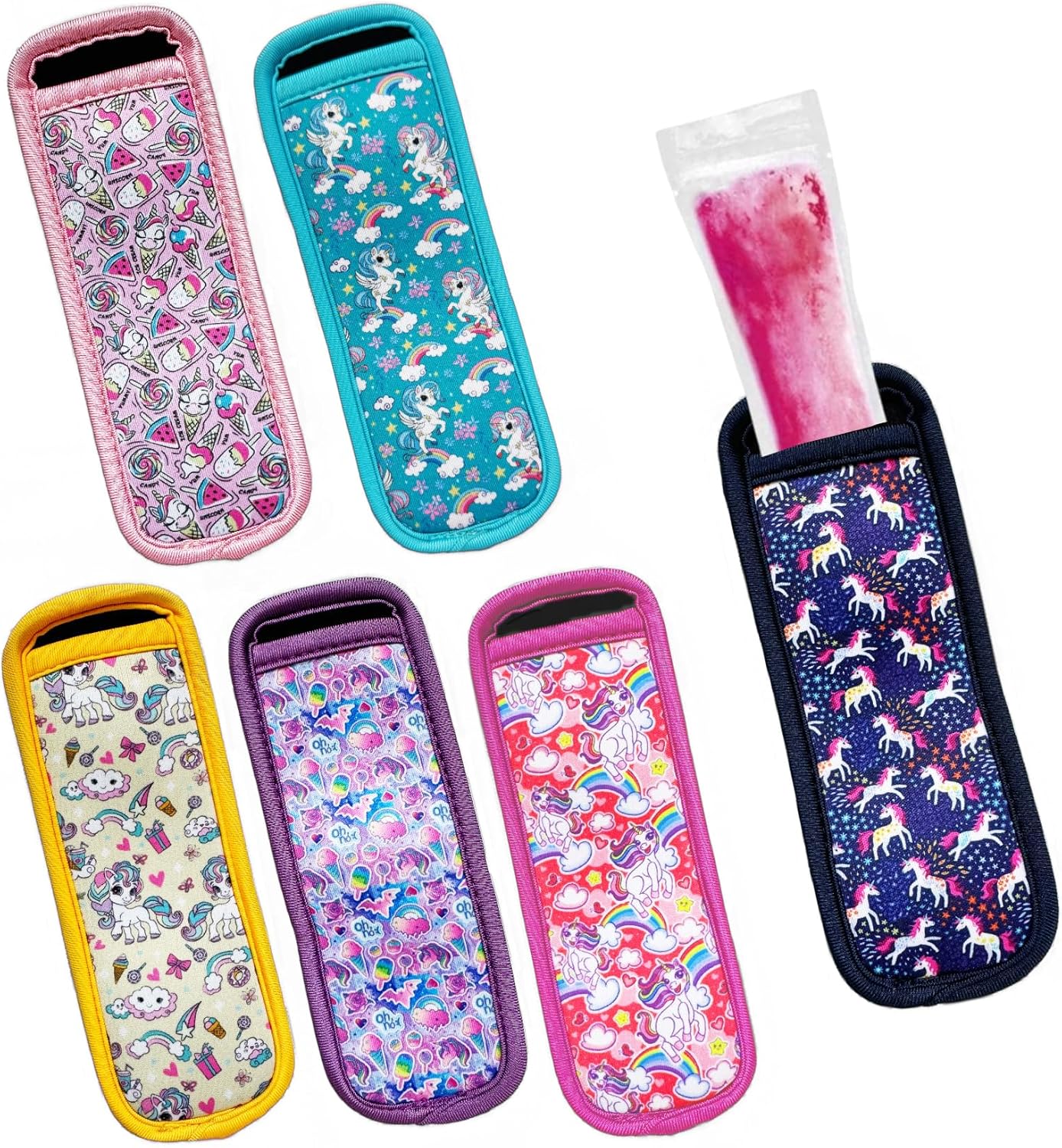 6 Stück Eis Am Stiel Hüllen - Wiederverwendbare Neopren Schutzhüllen