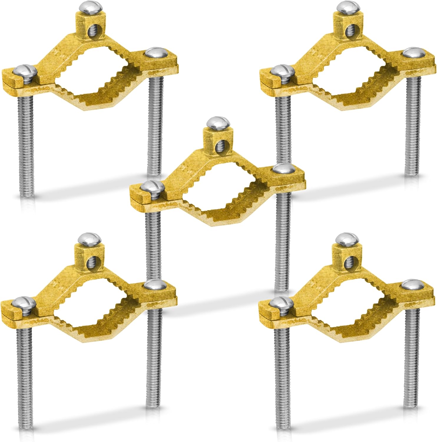 OHLECTRIC Direct Burial Copper Ground Pipe Clamps (½"-1”)-Screw Thread 5/16”x18, 2-5" Wire Range. Ideal for Connecting Grounding Electrodes to Copper Tubing & Direct Burial Electrical pipe | Pack 5