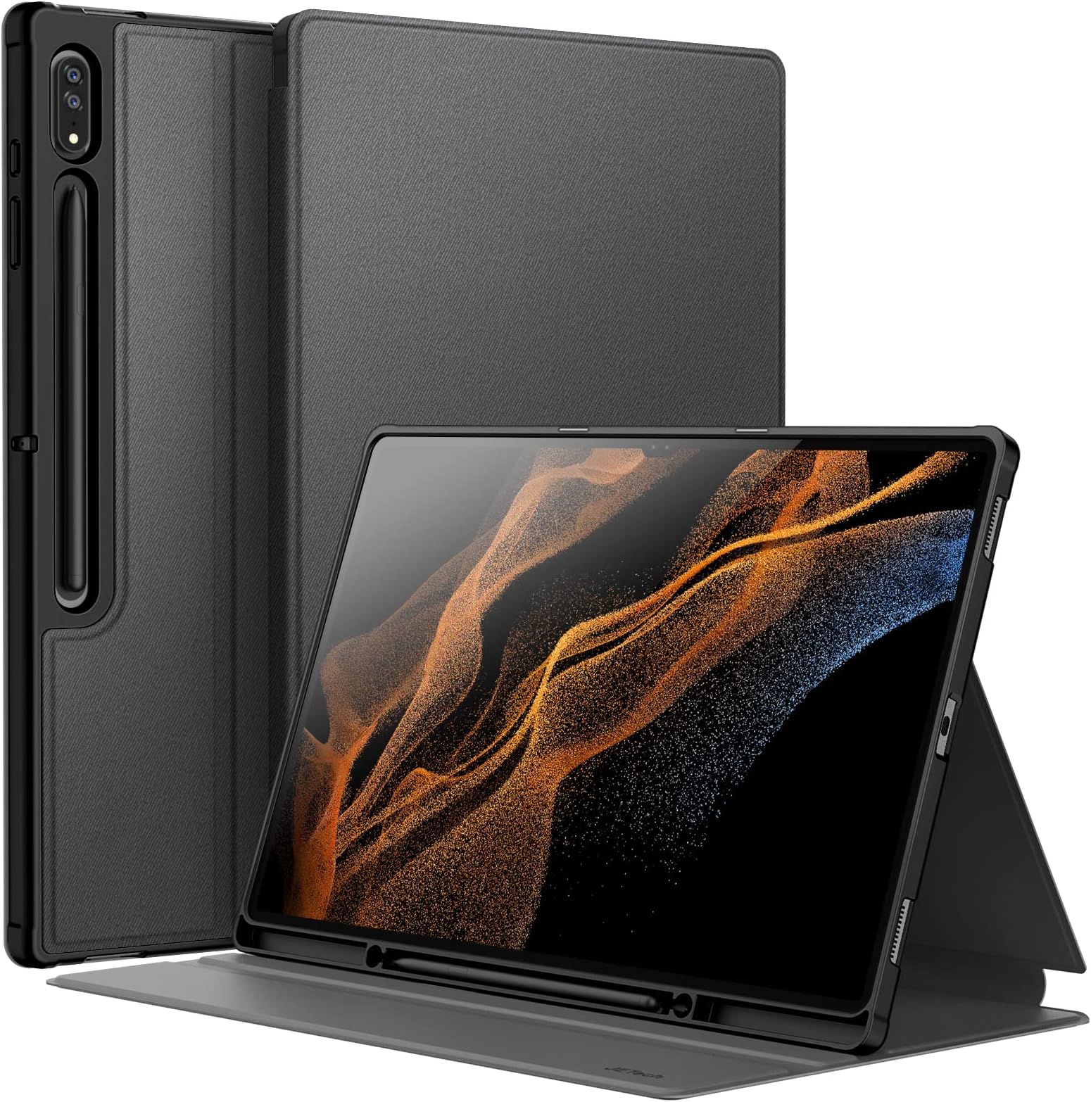JETech Case for Samsung Galaxy Tab S8 Ultra 14.6-Inch 2022 with S Pen Holder, Slim Folio Stand Protective Tablet Cover, Multi-Angle Viewing (Black)