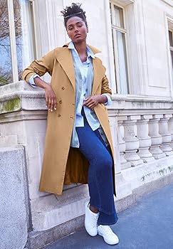Amazon.com: ellos Plus Size Double-Breasted Belted Trench