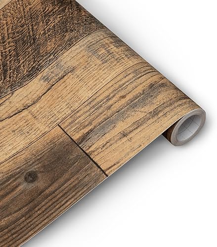 Decoroom Papel tapiz de madera de 17.71 x 984 pulgadas, papel tapiz para despegar y pegar, papel de contacto de grano de madera rústica, extraíble,