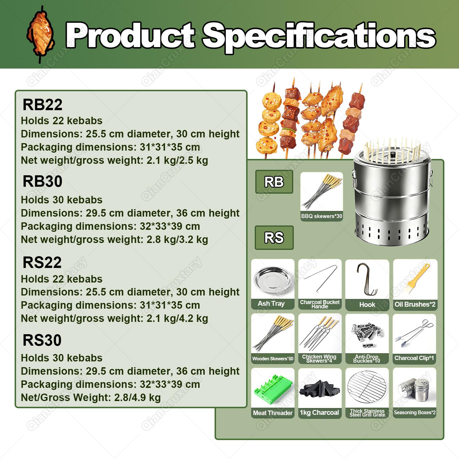 Grill Bezdymny Ze Stali Nierdzewnej, Pionowy Grill Z Wędzarnią Na Pellet, Przenośny Wędzarnia Węglowa Beczkowa, Duża Pojemność, łatwy W Użyciu, Na Kemping I Do Ogrodu RS-22