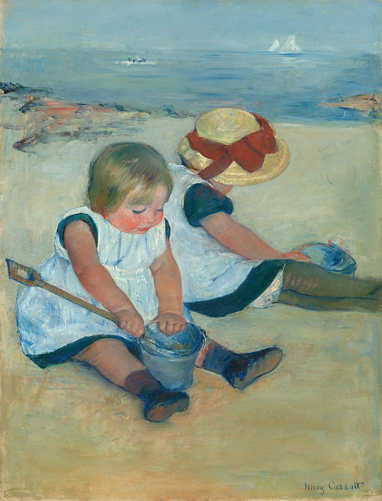 POSTERIIk Famous Animal Posters Vintage Picture Children Playing on the Beach by Mary Cassatt Modern Wall Decor for Home Decor 60x90cm
