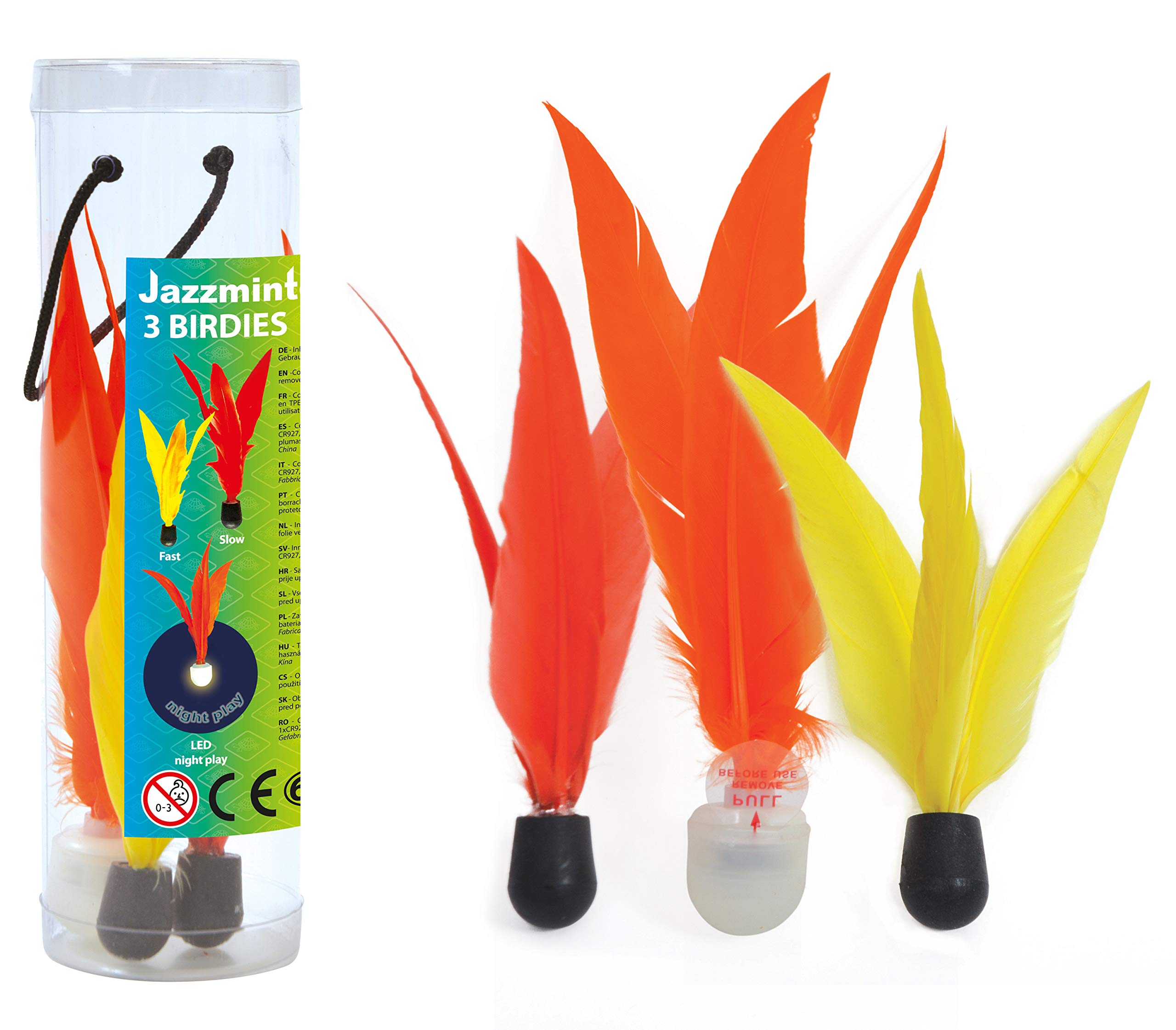 Schildkröt Jazzminton Birdies, Confezione da 3 Pezzi di Ricambio, Include Birdie con LED per il Gioco Notturno, Ottimo Volo, Buon Salto, 970156