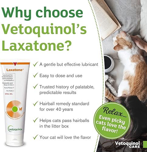 Miniatura 5 de Vetoquinol Laxatone Gel lubricante oral para gatos con sabor a atún, 4.25 oz