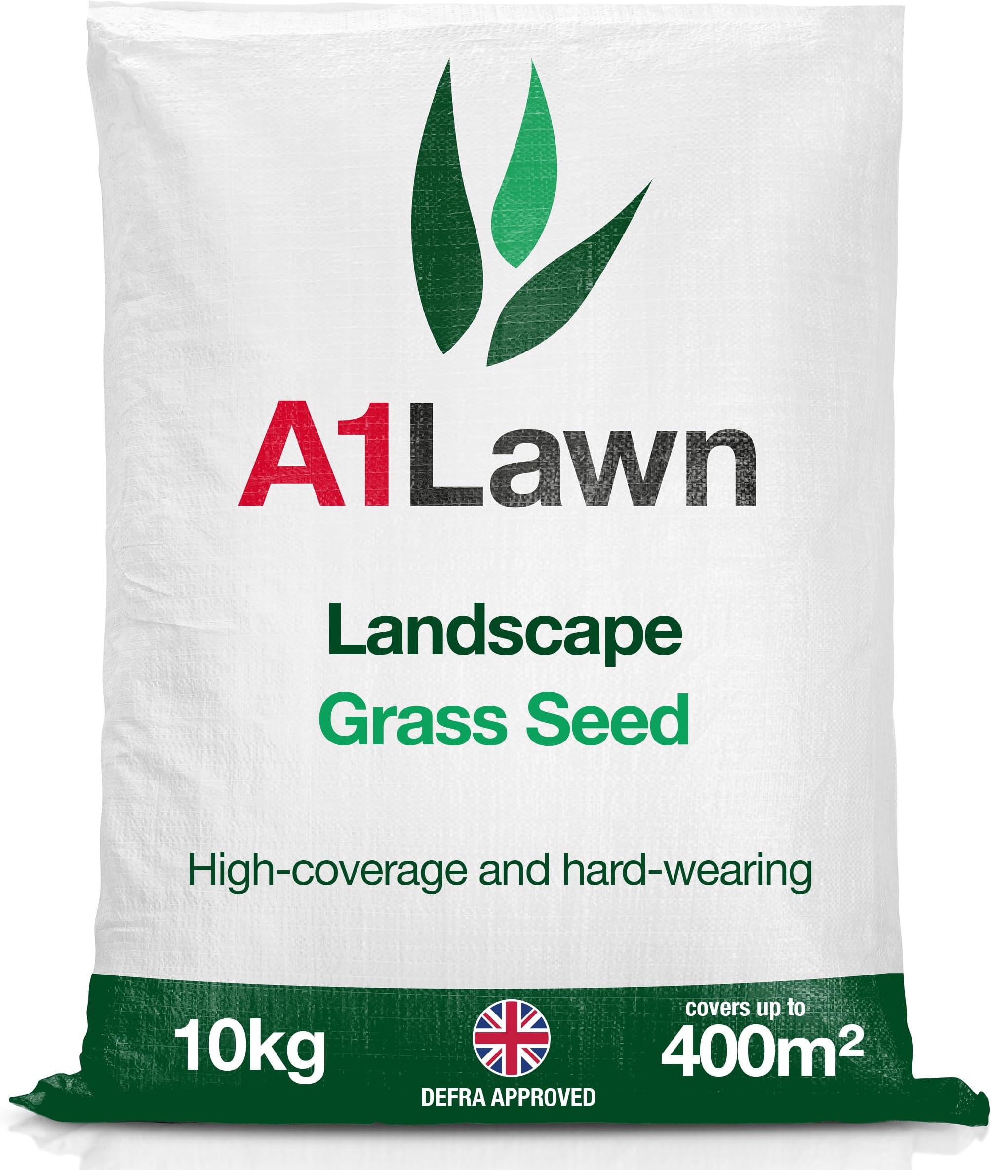 A1 Lawn, Landscape Grass Seed - High Coverage & Fast Growing, Hard-Wearing, Child & Pet Friendly, DEFRA Approved, 10kg
