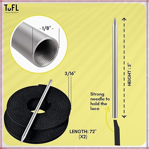 Miniatura 4 de TOFL Kit de encaje para guantes de sóftbol y béisbol  Kit de reparación de cordones de guante de encaje  2 cordones de cuero con aguja de cordones