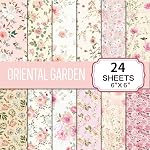 24 Sheets Flower Scrapbook Paper Pad, 6"×6”Floral Decorative Craft Paper, Vintage Flower Garden Pattern Paper for DIY Card Making Photo Album Journal Decor