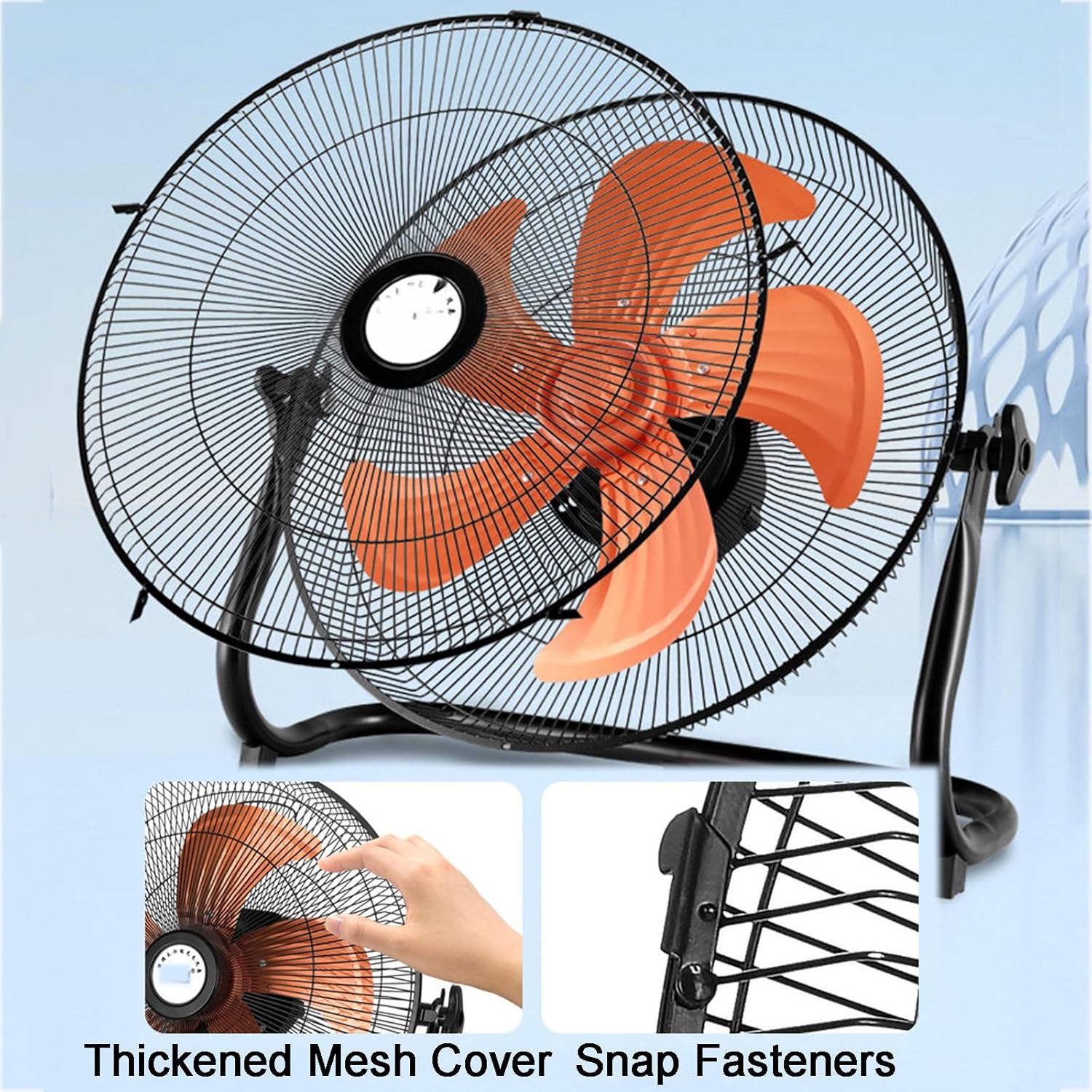 Portable Outdoor Camping Fan with Solar Panel, 12-speed Setup, Manual Wind Direction Adjustment, Solar-powered Fans, Removable Mesh Guard, Non-slip and Shock-absorbing Feet, Carrying Handle