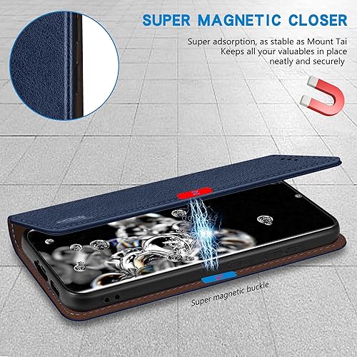 Miniatura 157 de ZZXX Funda tipo cartera para Samsung Galaxy S20 con bloqueo RFID, soporte de ranura para tarjetas, funda protectora de cuero magnético fuerte