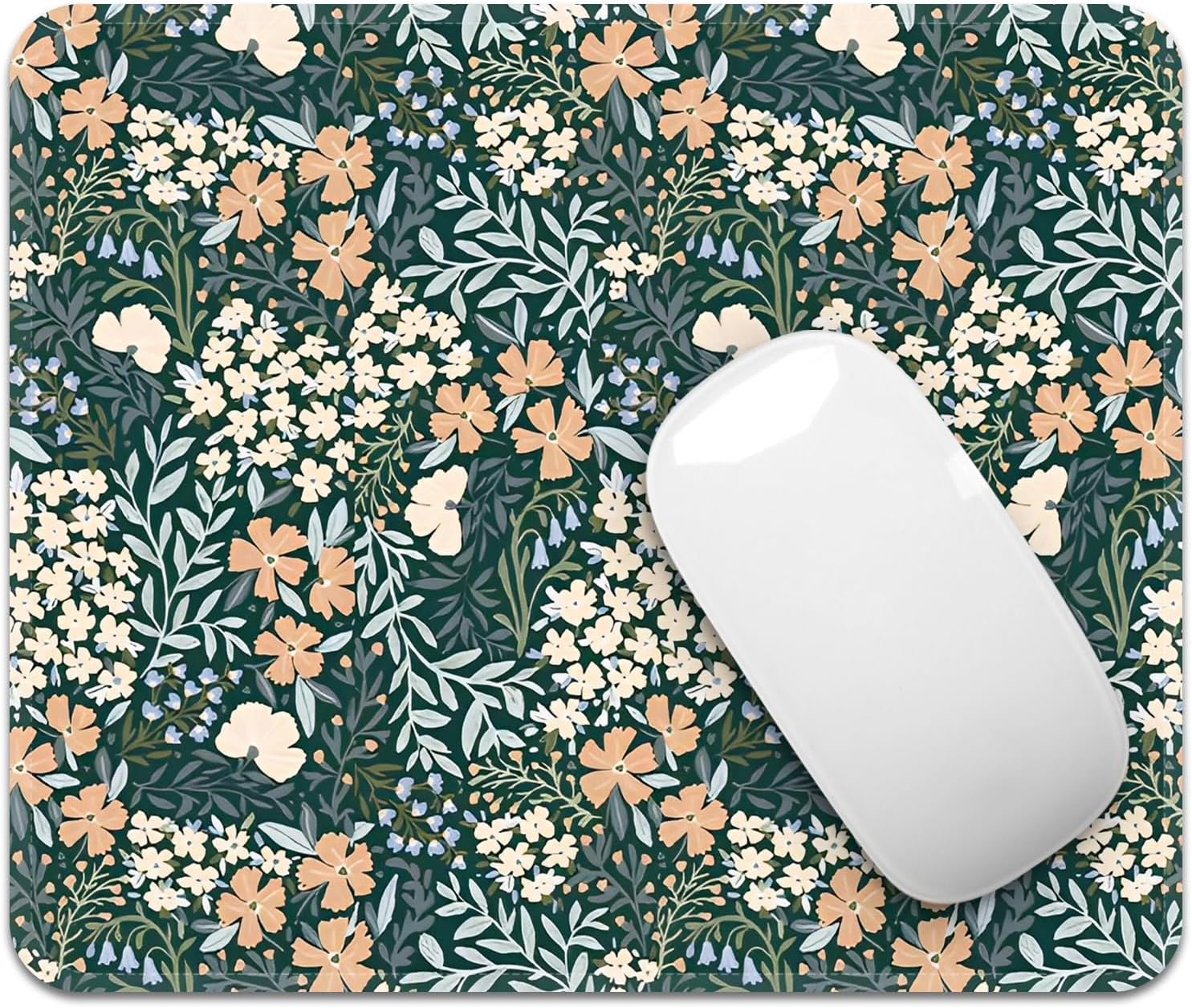 FROGIGO Mouse Pad with Stitched Edges - Cute Floral Mousepad for Women, 9.25 x 7.75 inch Washable Square Desk Pad, Non-Slip Rubber Base, Office Home Laptop Accessories - Vintage Garden
