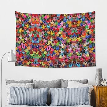 新品カウレザーインディアンタペストリーオシャレインテリア Amazon.co.jp: タペストリー千羽鶴 パターン化インテリア