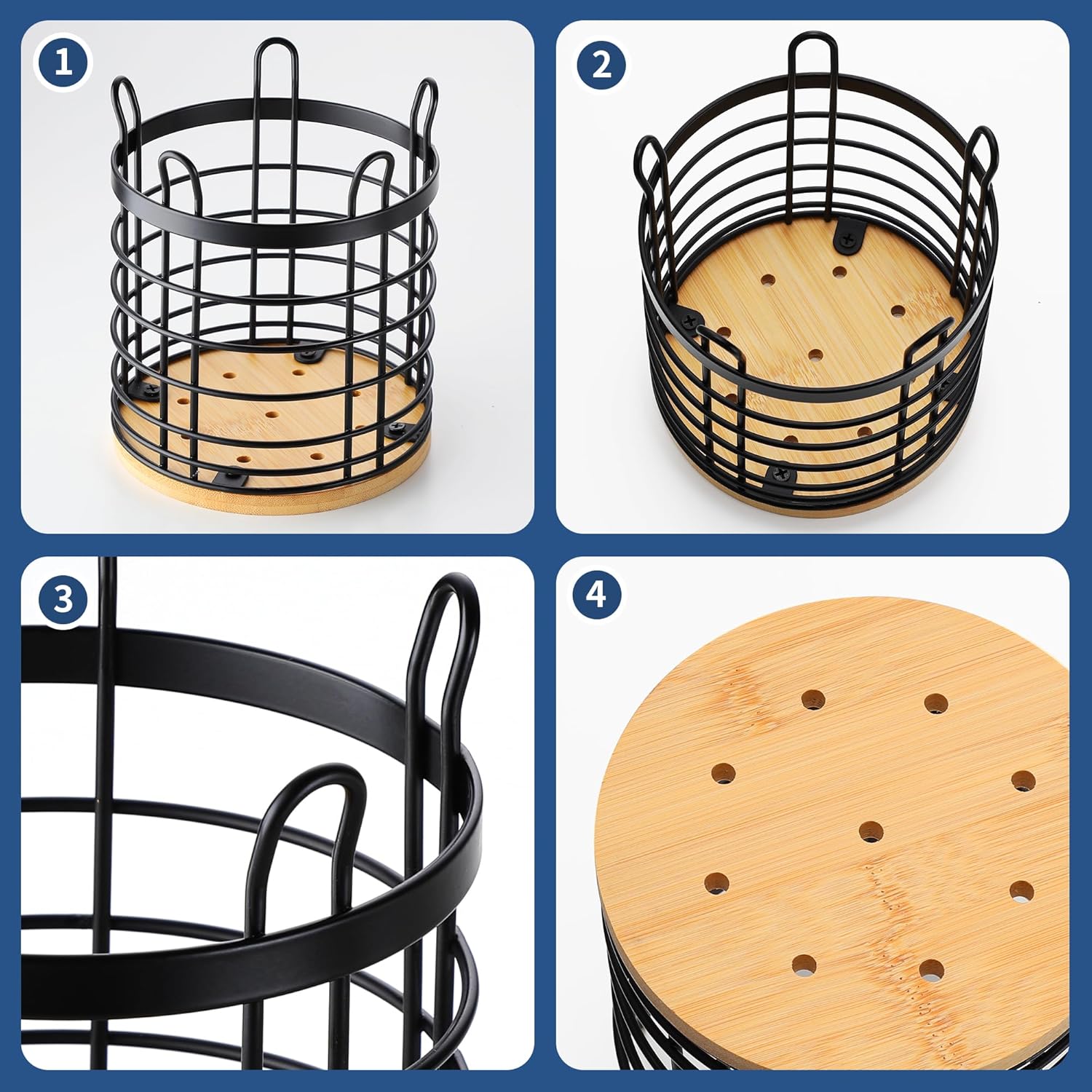 Utensil Holder Set of 2, Large Kitchen Utensils Holder for Counter