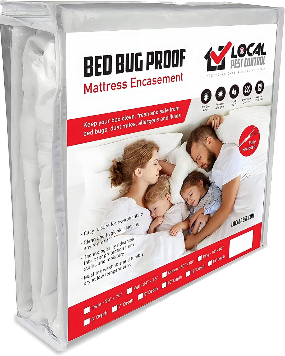 Local Group Industries Bed Bug Proof Zippered Mattress Encasement, PolyesterCotton Bed Bug