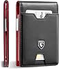 GSOIAX Men's Slim RFID Blocking Leather Wallet with Money Clip Minimalist Carbon Fiber Bifold Credit Card Holder 11 Card Slots Gift Box Included(Leather Brown), Leather red, Slim