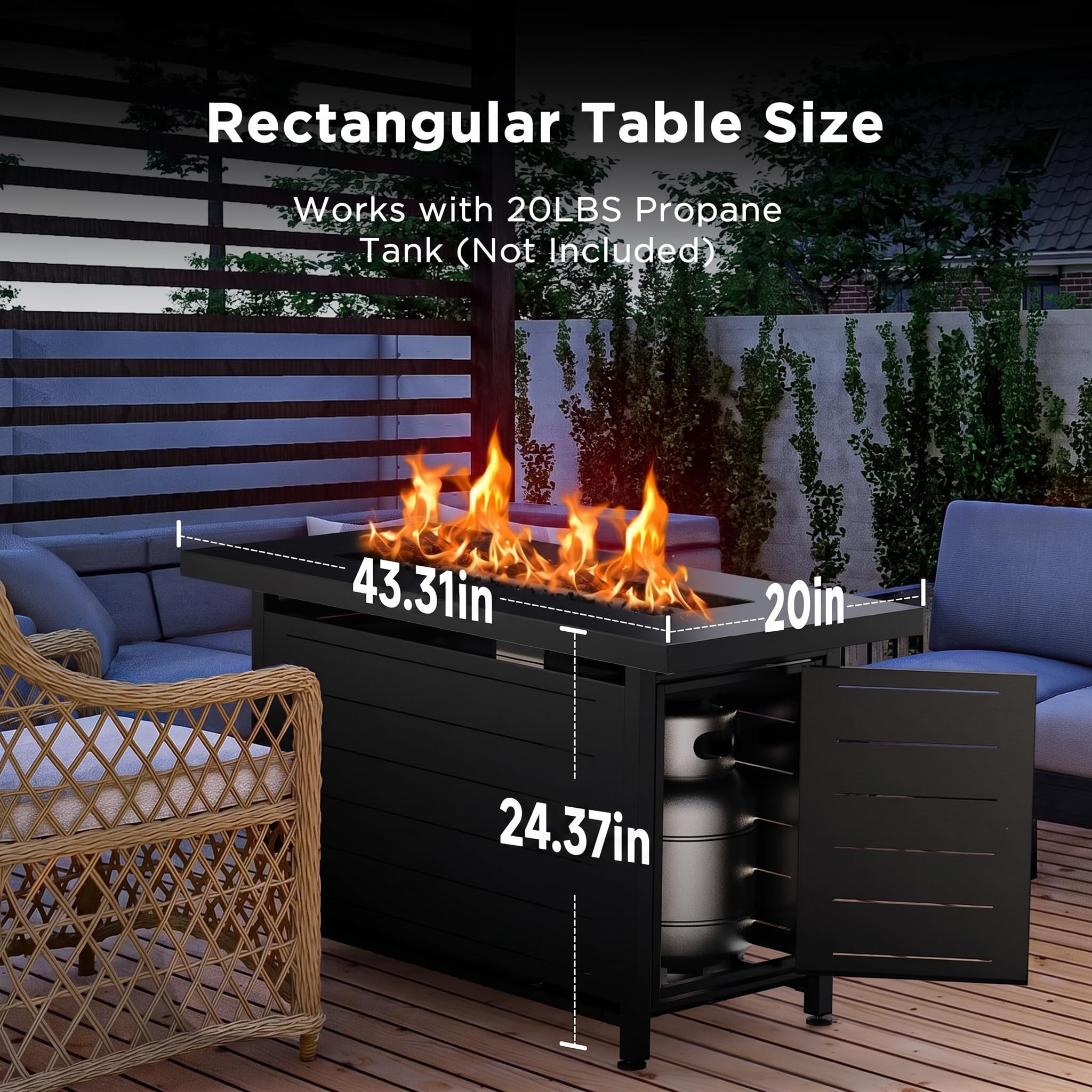 Ciays Mesa de fogata de Gas de 42 Pulgadas, pozos de propano de 60.000 BTU para Exteriores con Tapa de Acero y Roca de Lava, reuniones de Mesa de Hoguera 2 en 1, Fiestas en Patio, terraza, jardín,