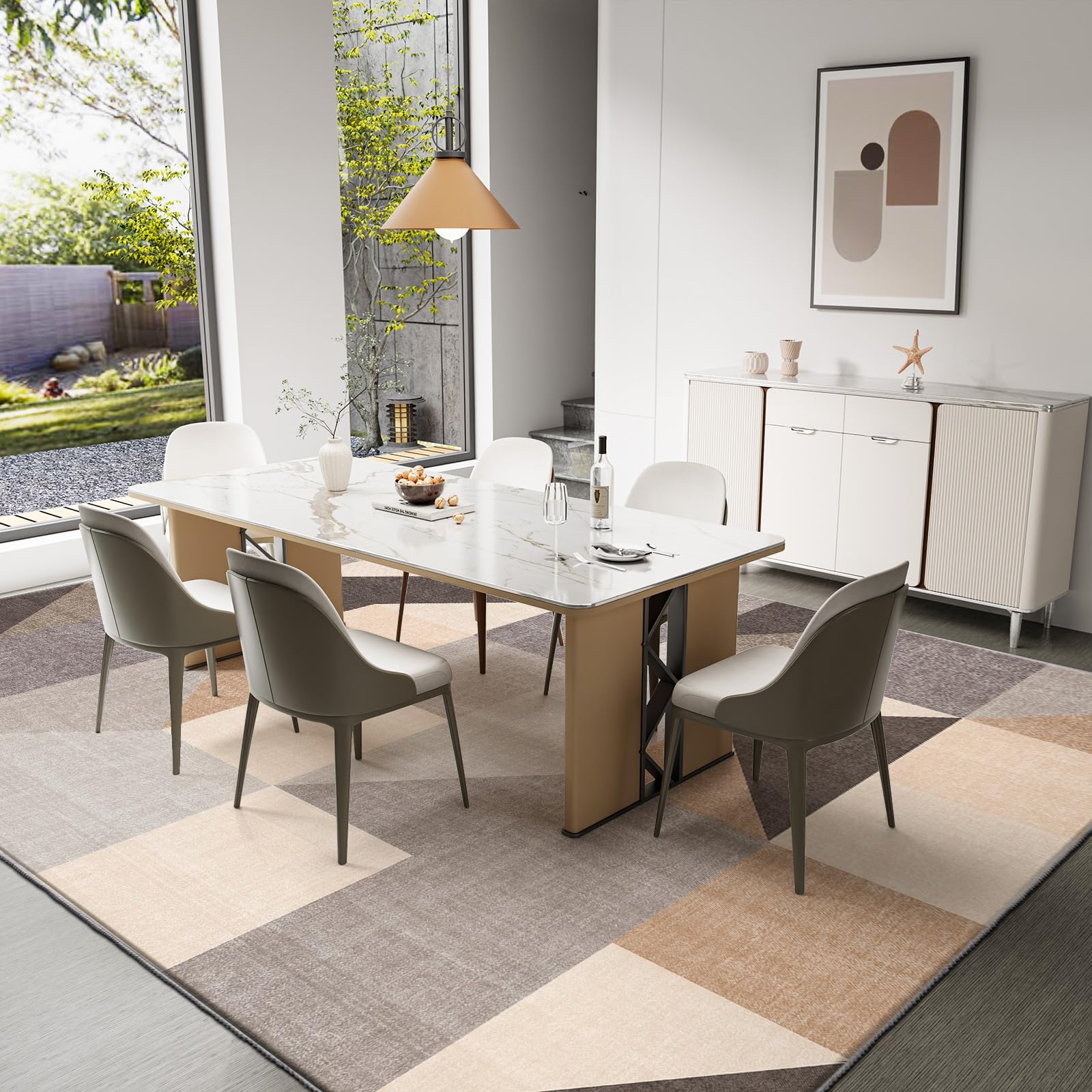 HOMFINE Grand Tapis Salon Moderne Lavable en Machine Brun 160x230 cm | Tapis Mousse 10mm Épais, Grand Lavable à Poil Court, Géométrique, Doux et Antidérapant, pour Salon, Chambre et Salle à Manger
