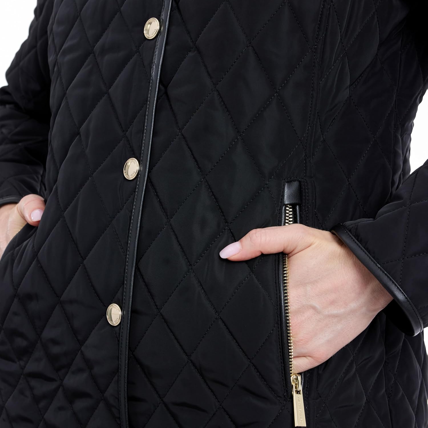 Michael Kors Womens Diamond Quilted Jacket for Women, Stylish Lightweight Jacket with Trim Detail - Image 4