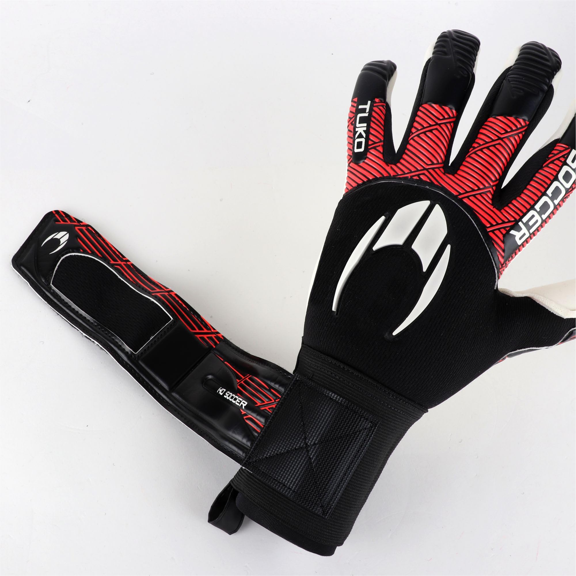 HO Soccer Tuko Prime KONCEPT Red Team, Guantes Portero, Unisex Adulto, Negro/Rojo.