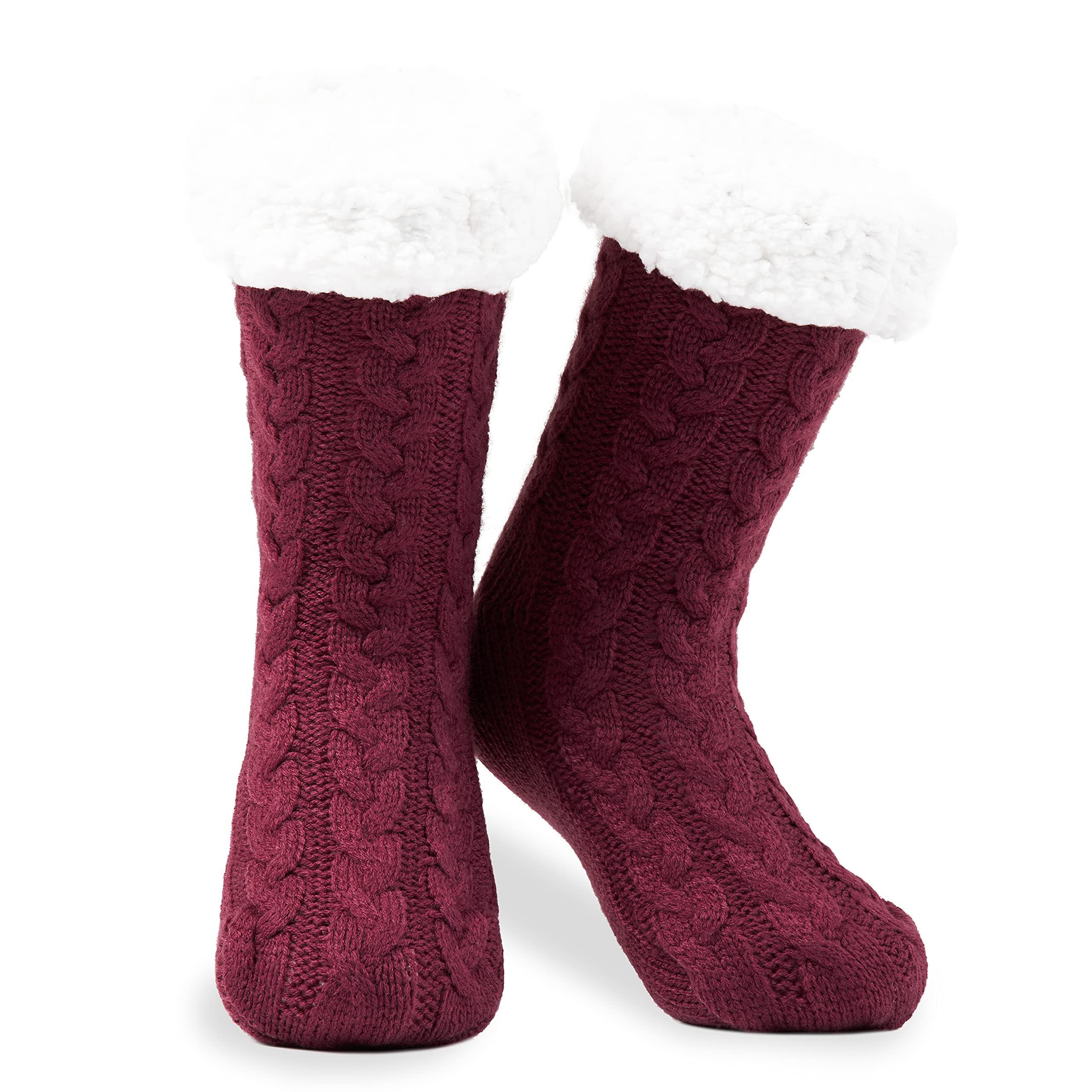 Citycomfort Women's Bordeaux Slipper Socks For Teenagers, Cosy Warm Fleece Lined Bed Socks - Gifts For Her (Bordeaux)