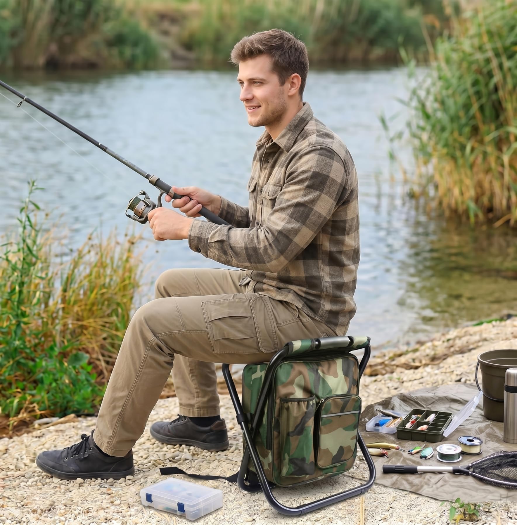 3 in 1 sgabello da pesca zaino portatile leggero sedia zaino con borsa termica pieghevole zaino per campeggio caccia pesca