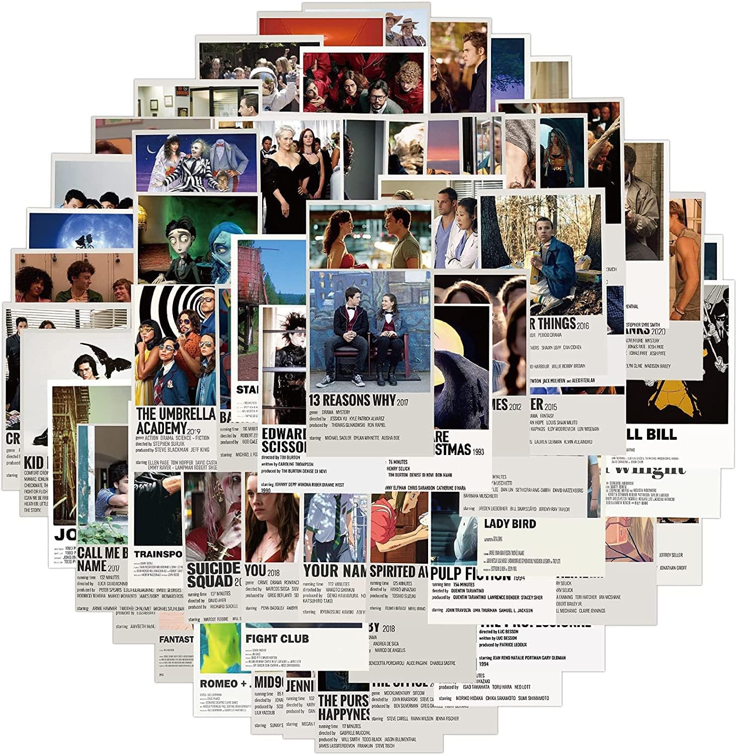 Tacomexi Famous Movies Stickers Wall Collage Kit 50 Pcs Movies Room Decor 4.5x6 cm Mini Small Poster Pictures Collage Manga Kit