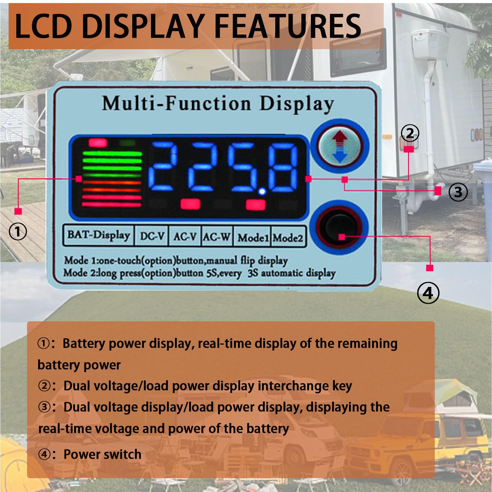 Inversor de Onda sinusoidal Pura de Alta eficiencia, con Pantalla LED y Tomas de AC,de 3000 W/4000 W/5000 W/6000 W/8000 W de Potencia máxima, para Casas, campings y caravanas. 6000w-12v