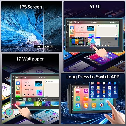 Miniatura 3 de Hodozzy Estéreo de coche Android, 8 núcleos doble DIN con 4 GB+64 GB, 7 pulgadas IPS pantalla táctil radio de coche con DSP navegación GPS Carplay