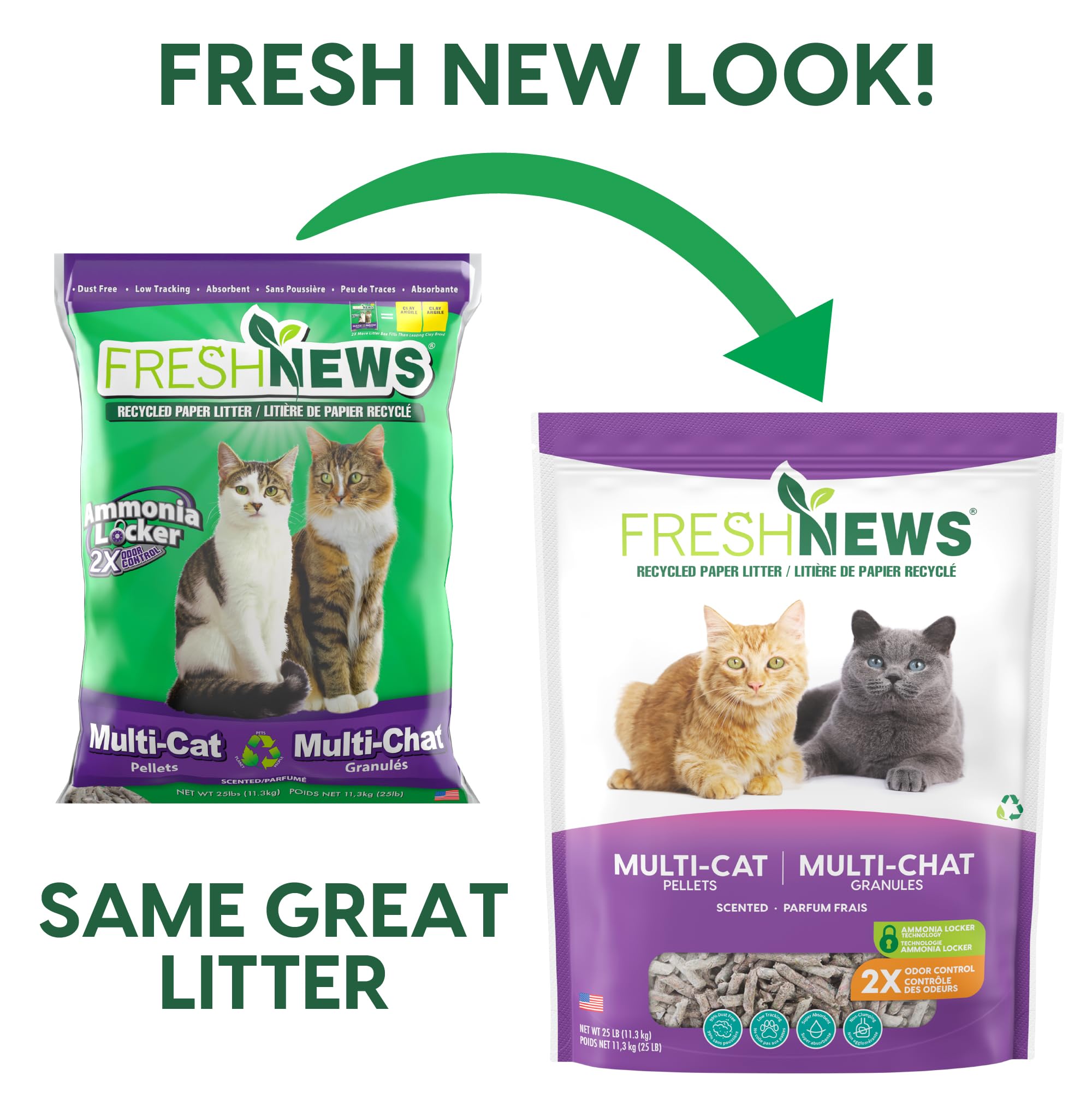 Fresh News Arena de Papel para Gatos Multi Cat Que no se aglutina, Bolsa de 25 Libras