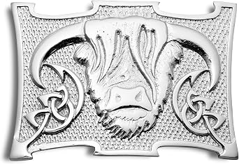 Highland Cow Kilt Belt Buckle Traditional Scottish Heilan Coo Design Chrome