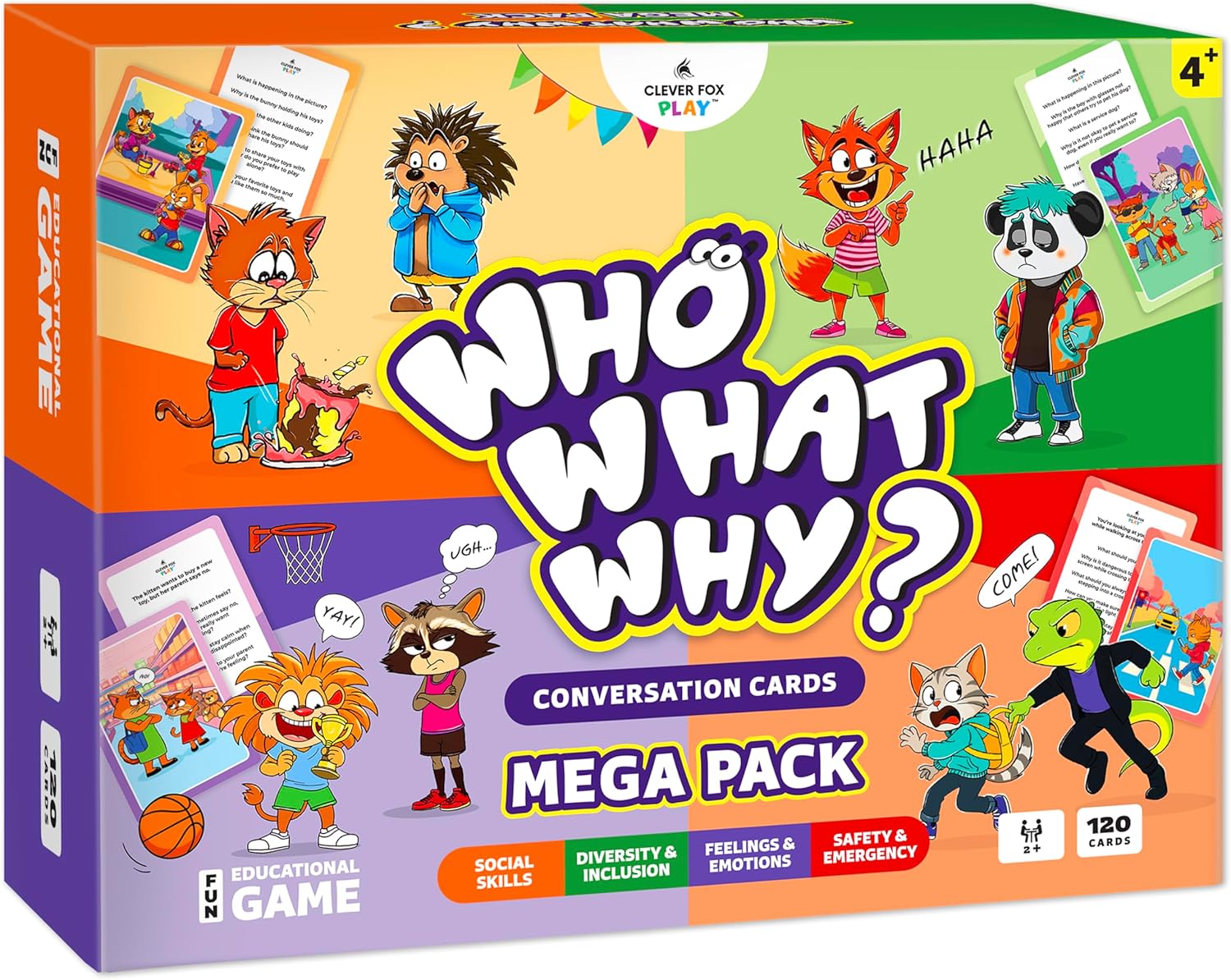 Who What Why Mega Pack Conversation Cards for Kids – Counseling & Speech Therapy Materials with 120 Picture Cards & Wh Questions – Speech Delay Learning Game – Therapeutic Counselors Play Tool Ages 4+