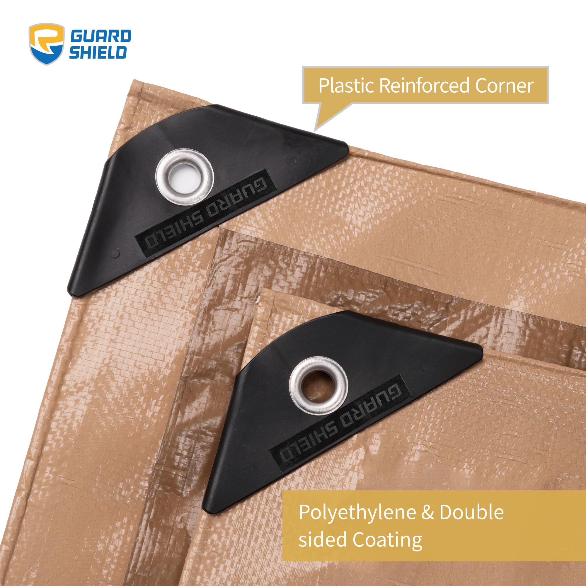 GUARD SHIELD Telone impermeabile beige/cachi 4 m x 6 m, telo di copertura 120 g/m², per protezione UV multiuso con occhielli rinforzati