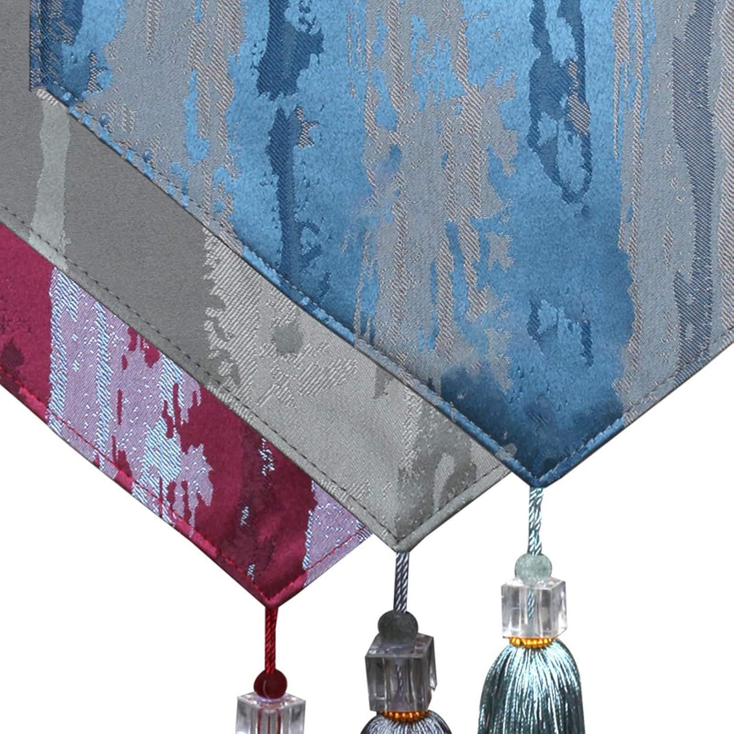 Table Runners Modern,35x183CM,Striped Pattern with Tassel Autumn Table Runner Rectangle Cotton,Table Runner Small Rectangle Table Purple