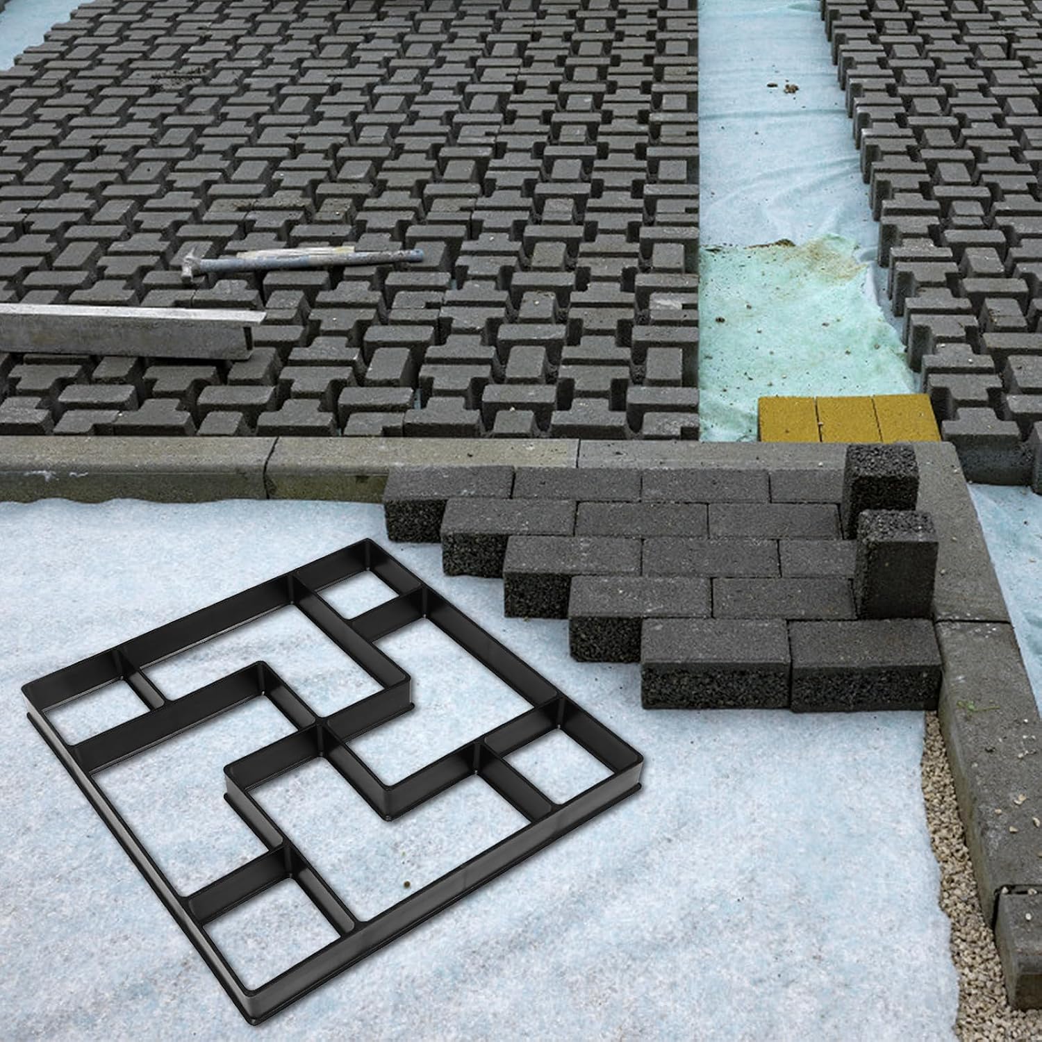 Healeved DIY Cement Floor Tile Mold Garden Path Paving Mold, Reusable Outdoor Stepping Stone Maker for Patio Walkway Landscaping, Plastic Floor Tile Mould for Home and Garden